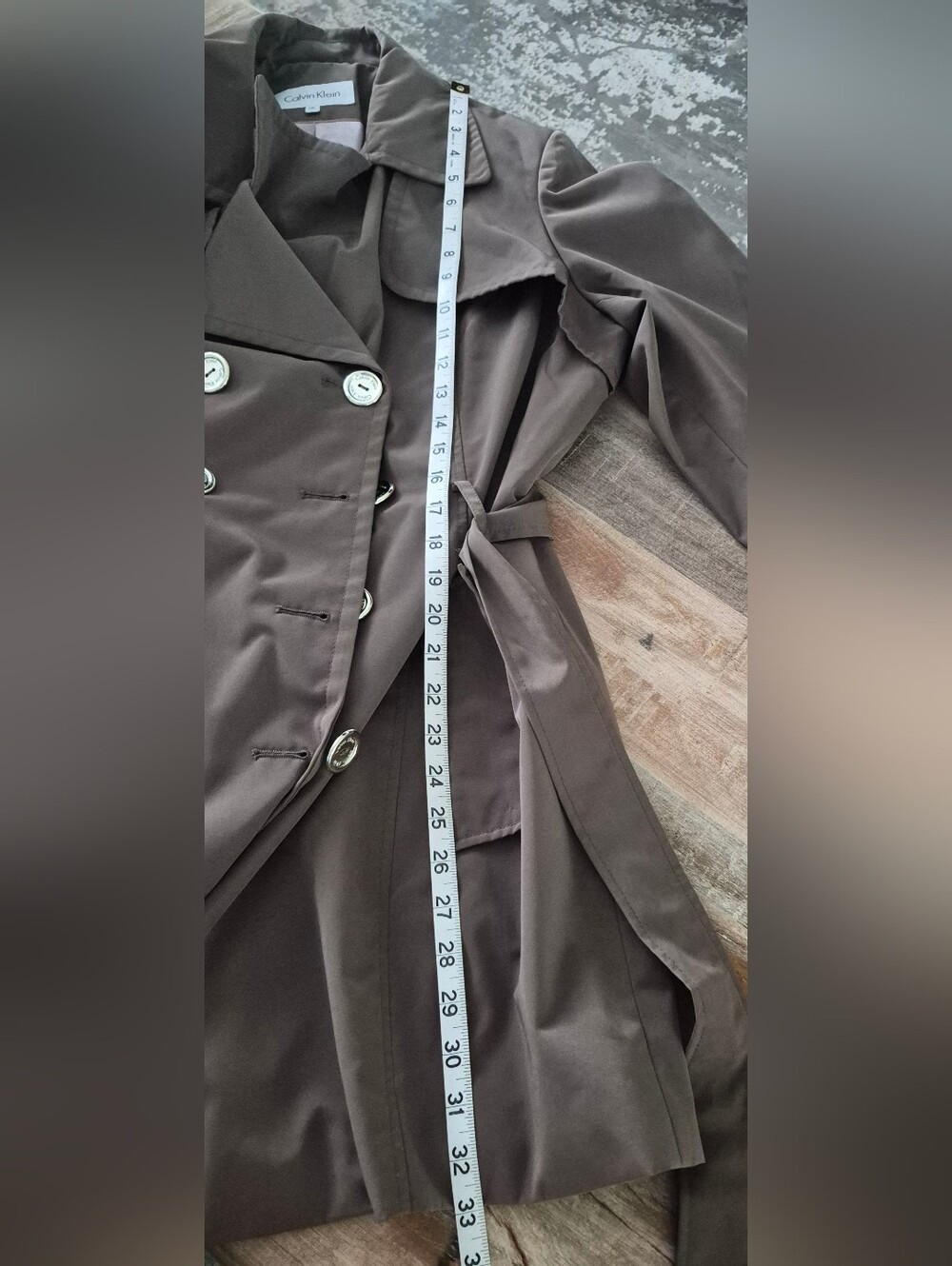 Calvin Klein Double-Breasted Trench Coat - Brown - Size L - Picture 15 of 16